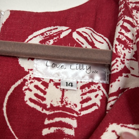 Love, Lilly Lobster Dress V Front, Zip Back, Side Slit Pockets Size 14 EUC - Picture 3 of 5